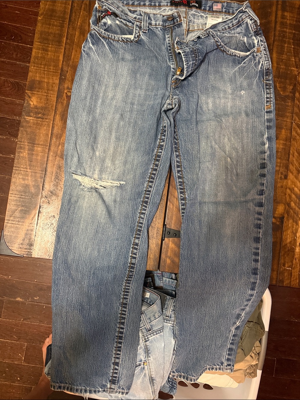 Men's Ariat Blue Distressed Straight-Leg Jeans